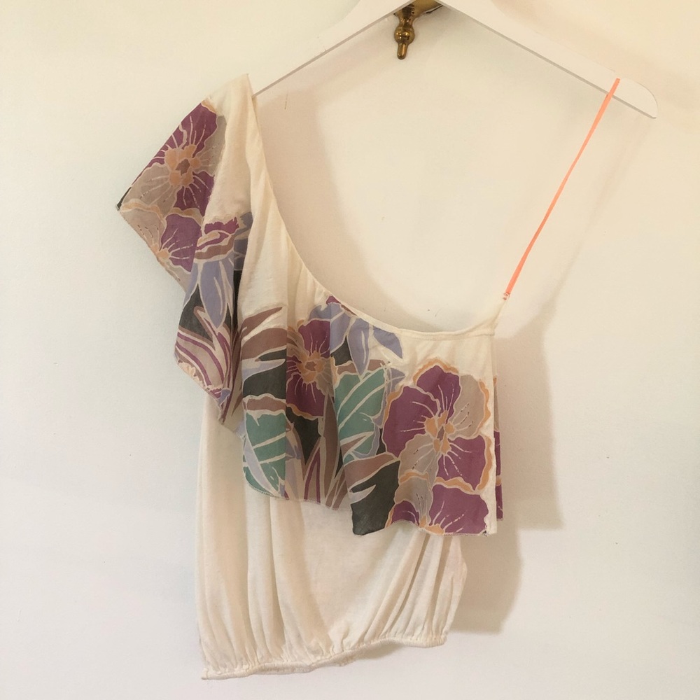 Free People One Shoulder Floral Printed Top Size XS
